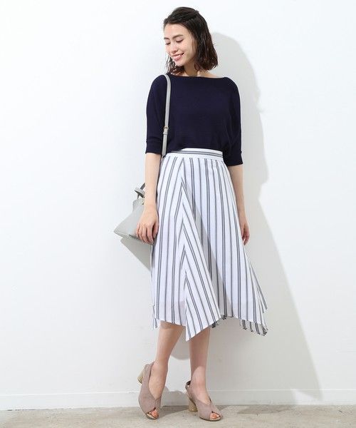 直條紋裙子 　裙子穿搭